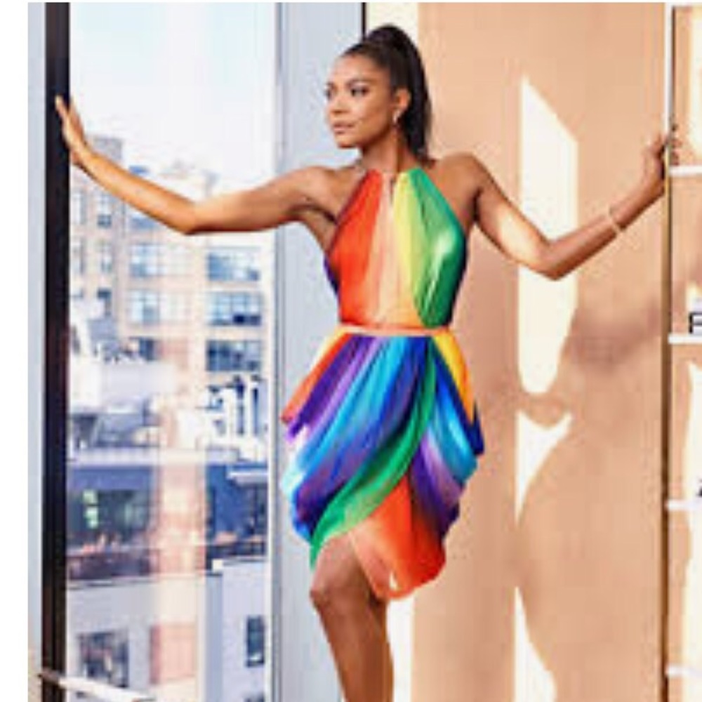 NY&Co Rainbow Draped Dress Szs S&M